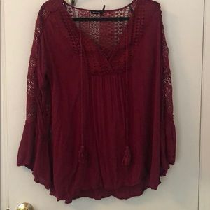 Lace, sheer long sleeve shirt